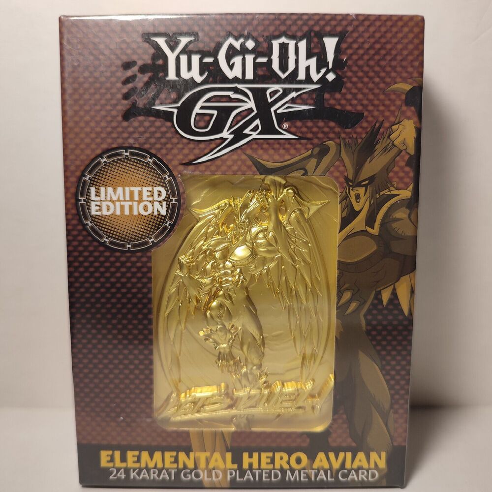 Yugioh GX Elemental Hero Avian Metal Card 24k Gold Plated Official Figurine